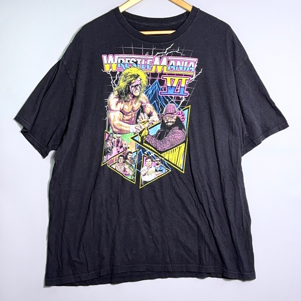 WWE Wrestlemania VI T-shirt Mens Size 2XL Ultimate Warrior Randy Savage Black